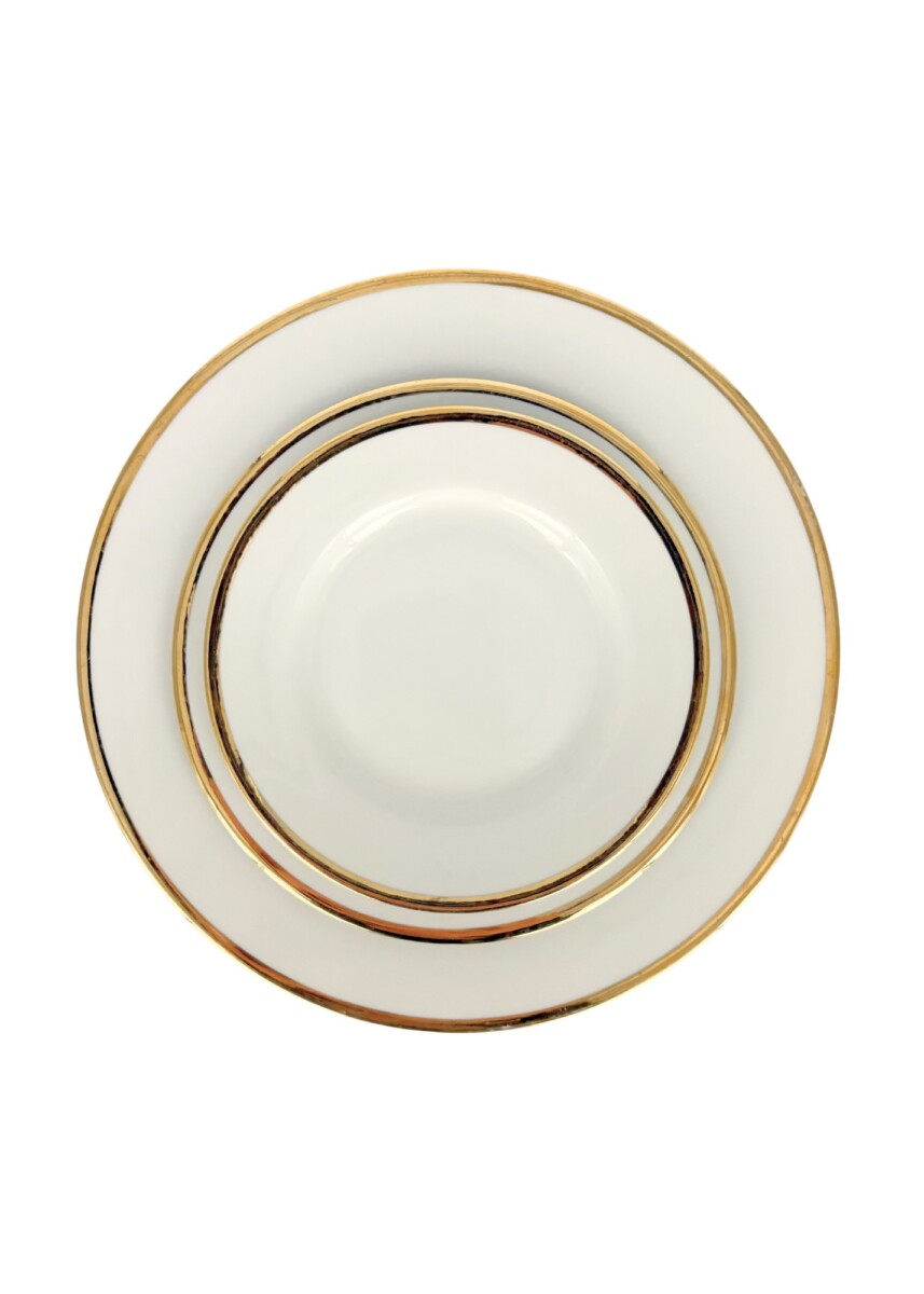 White with Gold Band